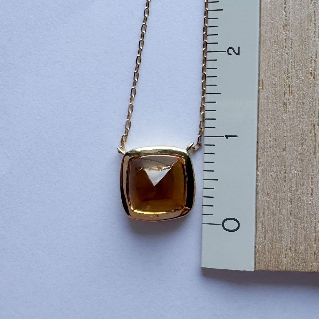 K18 シトリン ネックレス 1.54ct シュガーローフカット