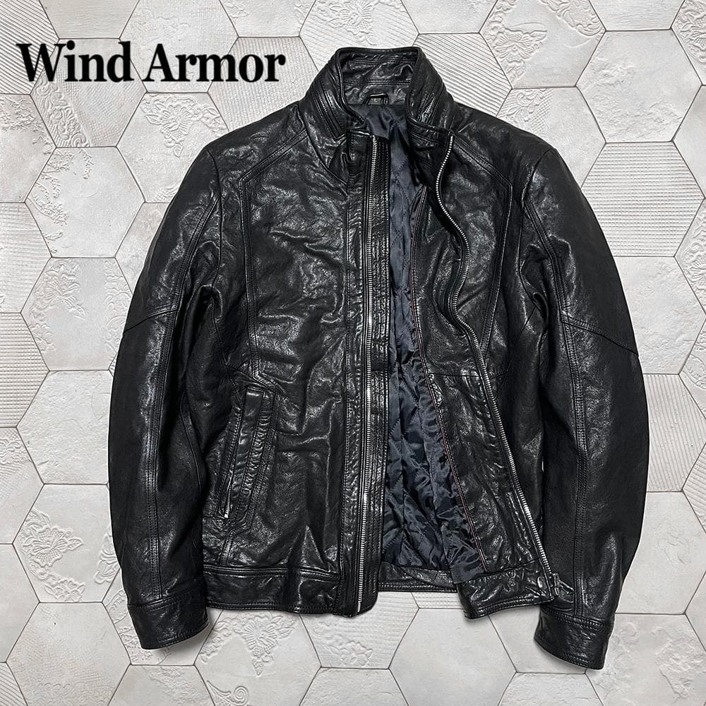 ニチワ社 ウィンドアーマー 中綿入り 羊革 シングルライダース 黒 L Yahoo!オークション -「ニチワ wind armor」の落札相場・落札価格