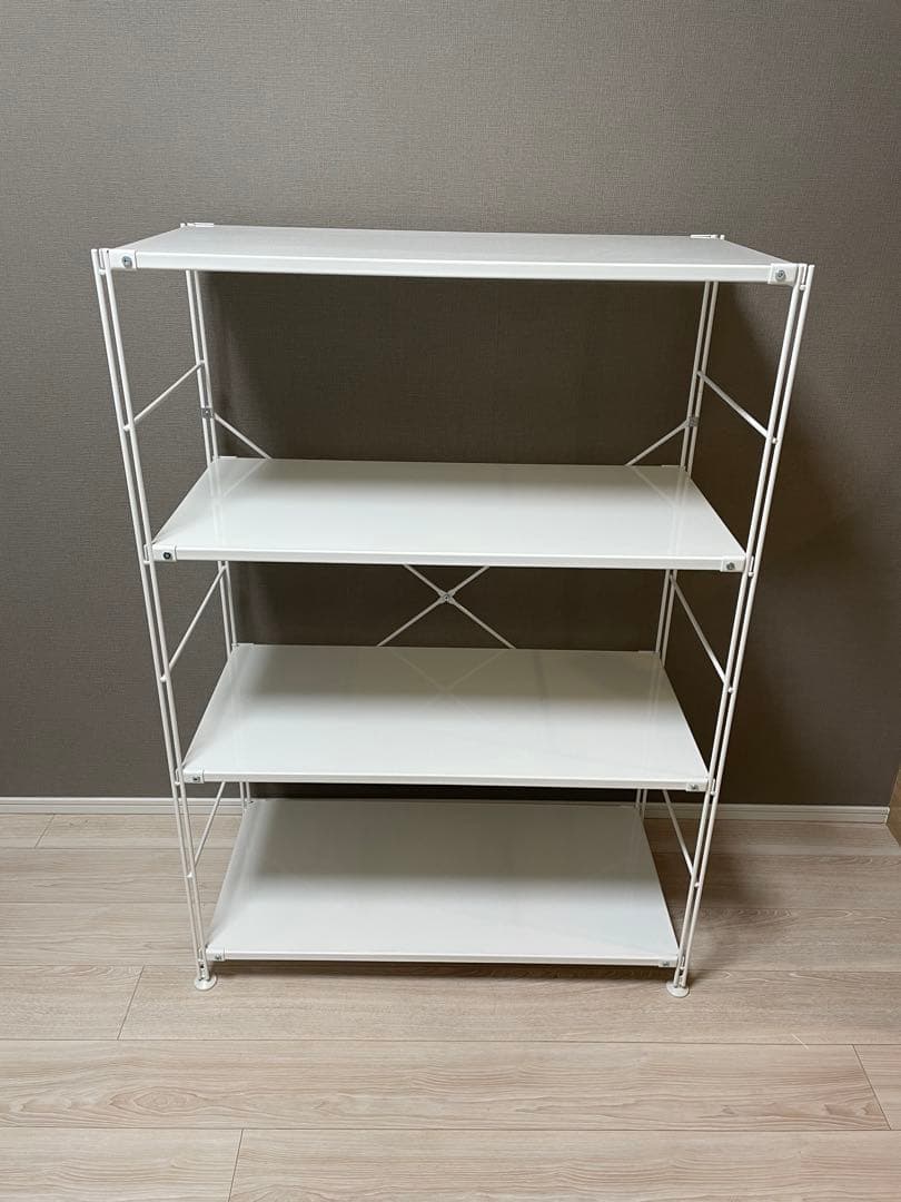 無印良品　スチールユニットシェルフ　スチール棚セット　ワイド中　ライトグレー スチールユニットシェルフ・スチール棚セット・小・ライトグレー