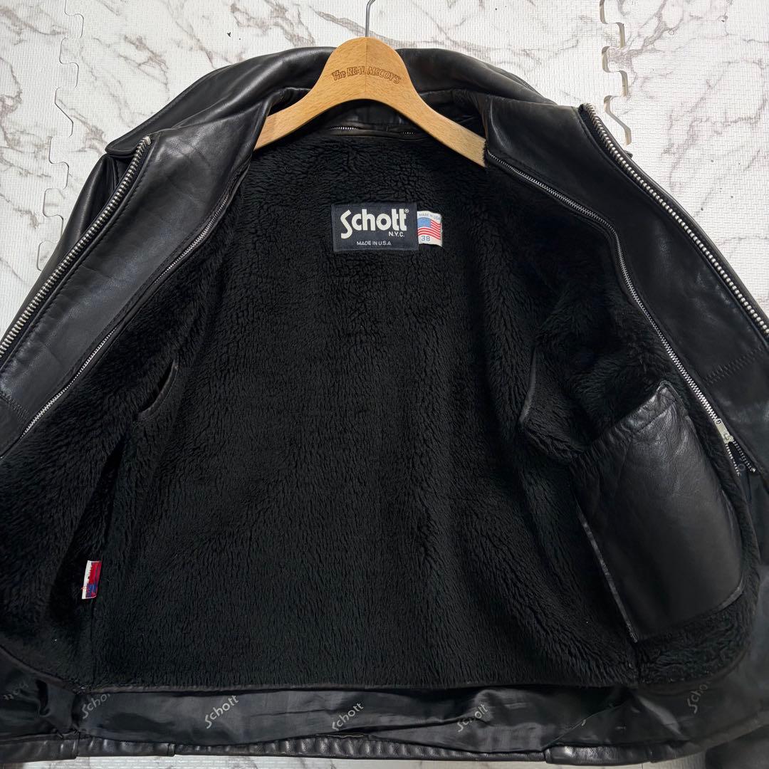 schott ショット トラッカージャケット 38size 642 黒色 牛革 - メルカリ