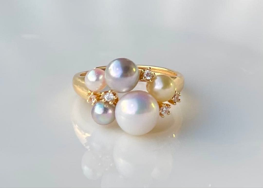 あこや真珠 ミラー調本真珠 s925リング 指輪 マルチカラー 一点物 白の序章 楽天市場】アコヤ 真珠 リング パール シルバー925 フリーサイズ 指輪