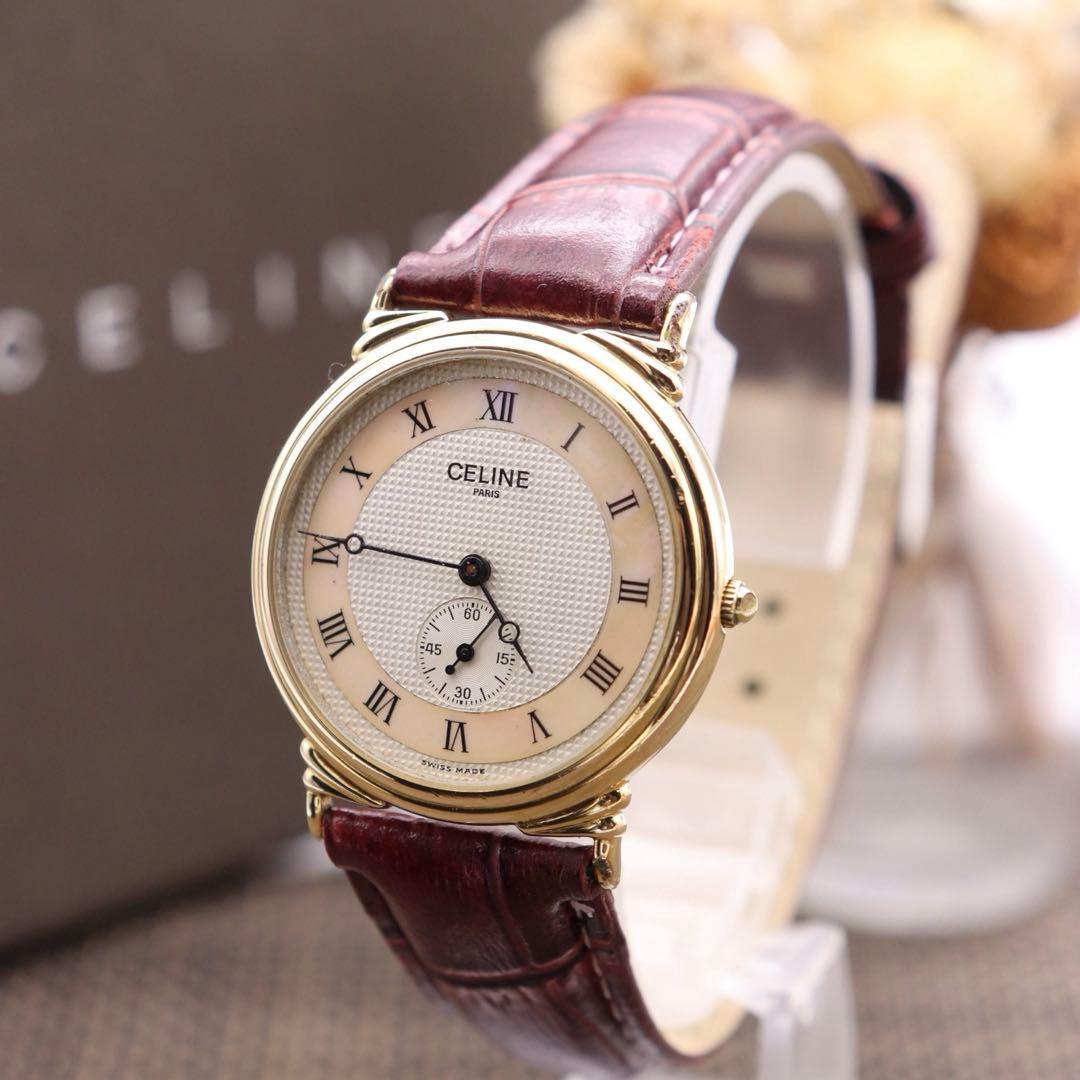付属品付き【新品電池】CELINE H2903-3/動作品 人気モデル スモセコ CELINE - 正規品【新品電池】CELINE H2903-3/動作品 人気モデル