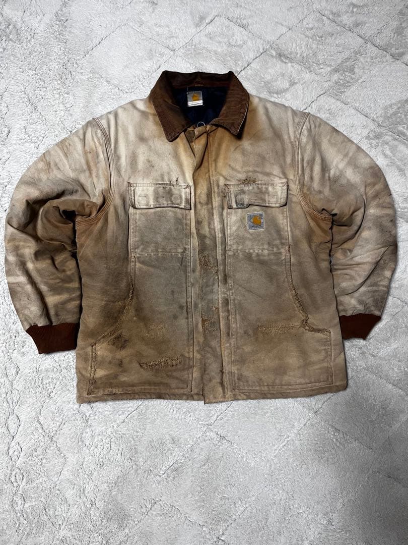 キ*ー様 Carhartt ベージュジャケット VTG Carhartt Jacket Mens 44 Beige Blanket Lined J97 Detroit Bomber