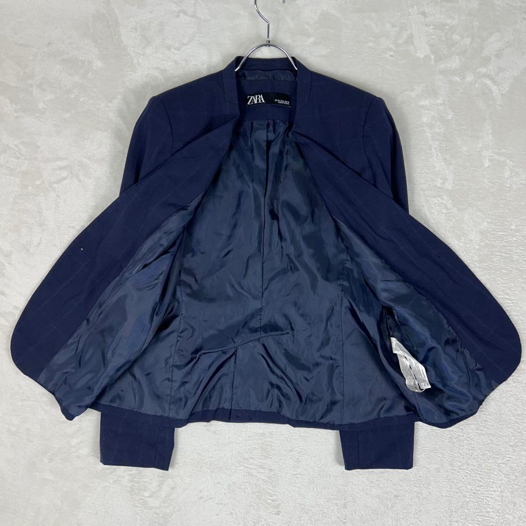 人気♡ザラ パンツスーツセットアップ ノーカラー チェック 大きい