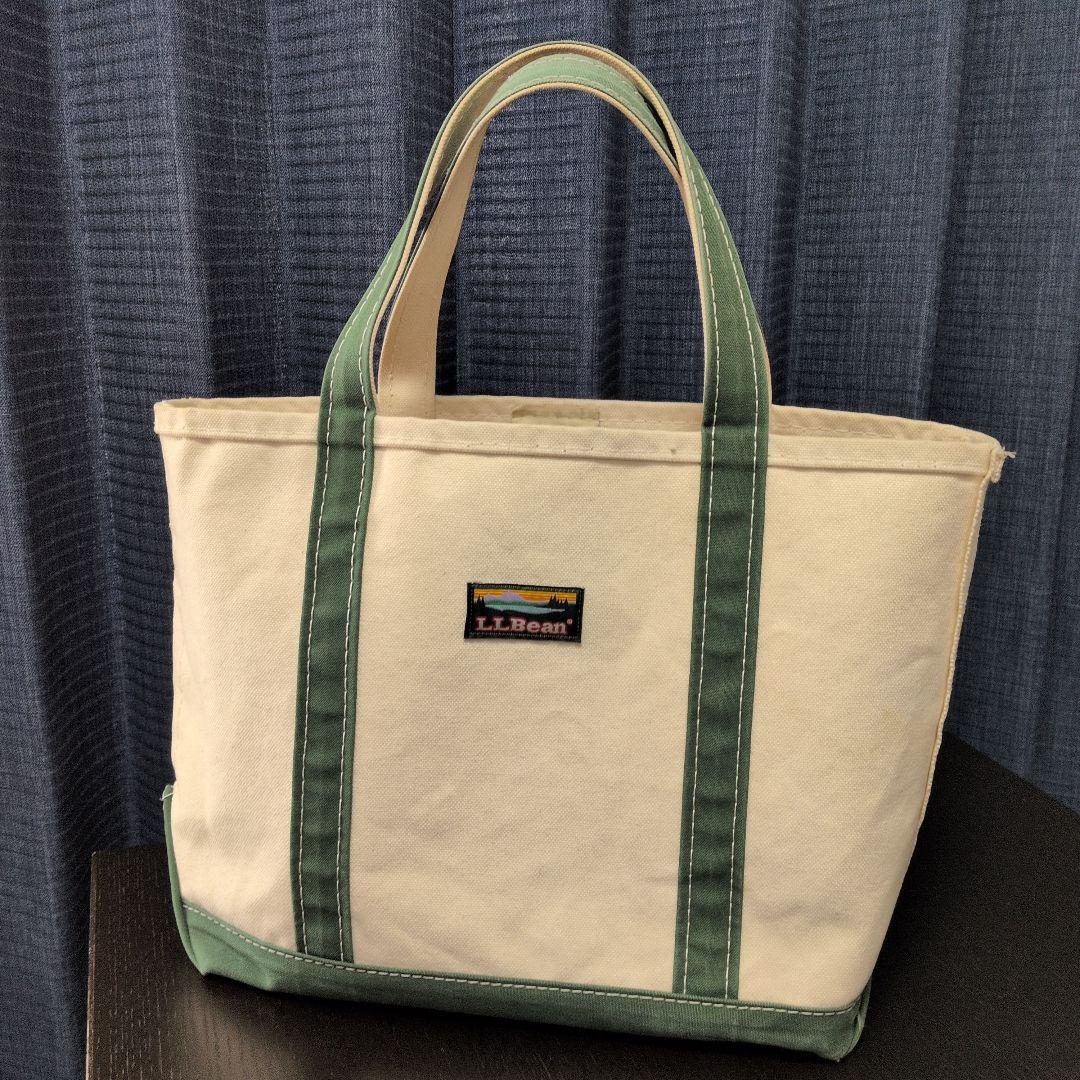 レア品　USA製 LLBEANトートバッグ カタディンタグ　山タグ　サイズ中型 古着 80s LL Bean 「Boat and Tote」 山タグ レザーハンドル