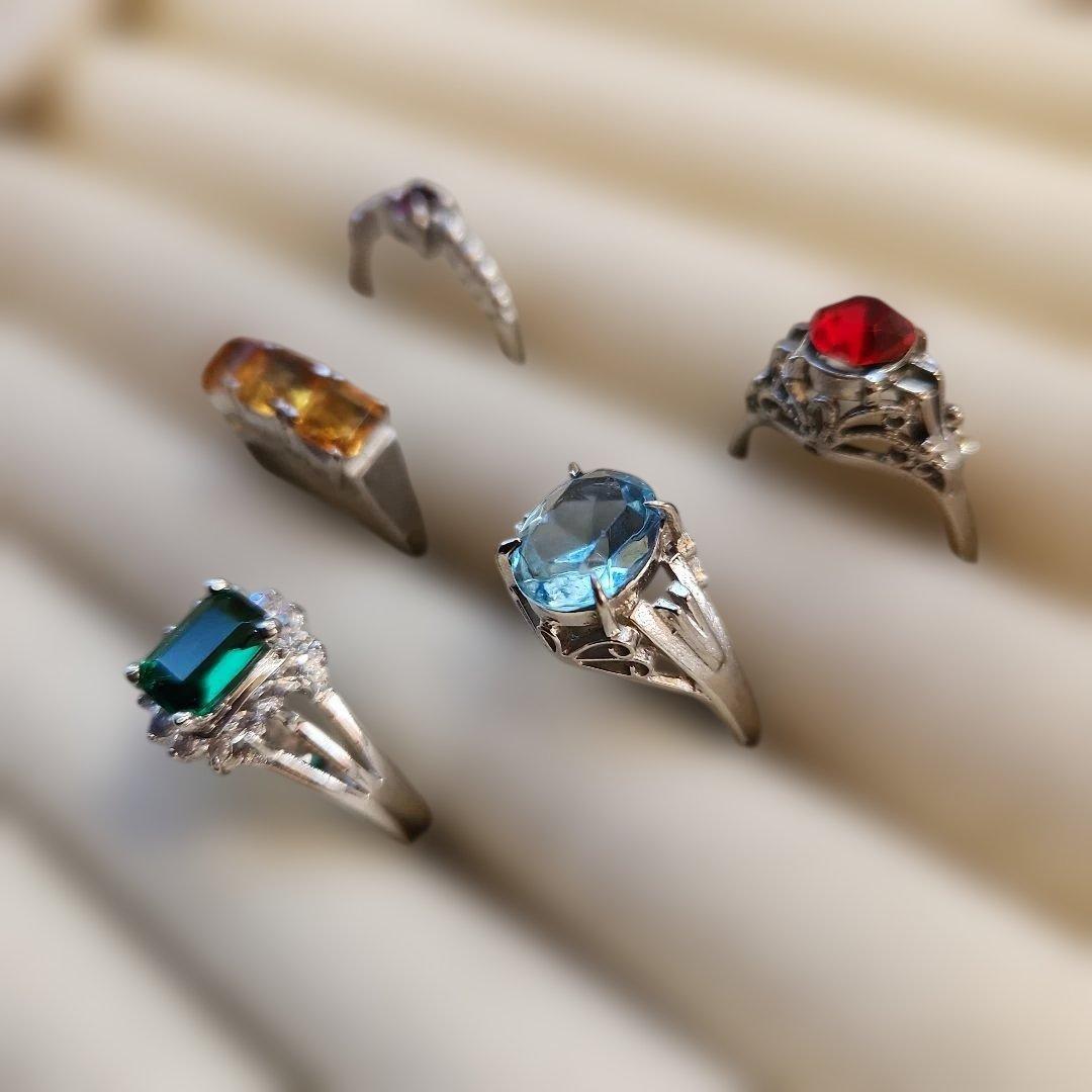 12〜15号 昭和レトロ 色ガラスリング5点まとめ売り - メルカリ