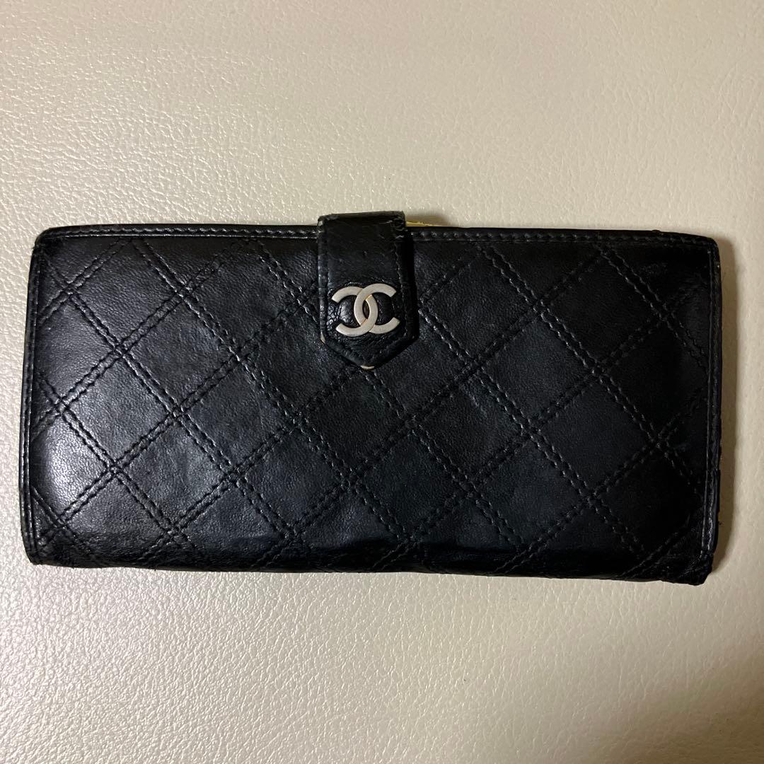 最終値下げ！CHANEL ブラック キルティング 長財布 - メルカリ