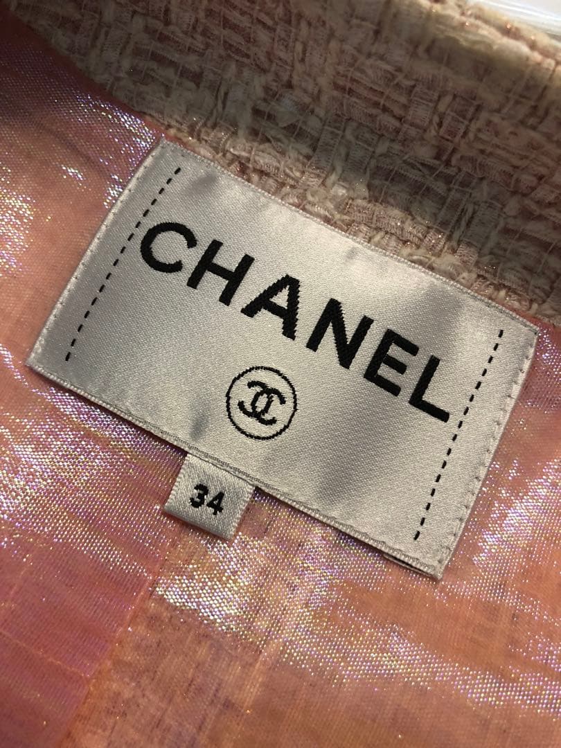 ピンク ツイード Vネック チェスター シャネルコート 34 - メルカリ