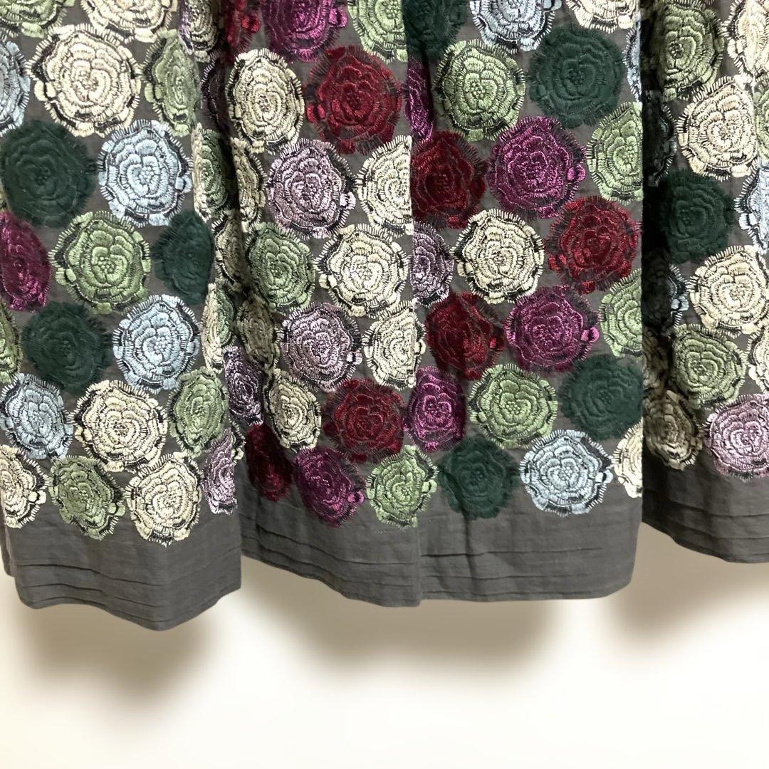 お値下げ］PJC 大西和子 モネ薔薇 刺繍 スカート サイズM - メルカリ