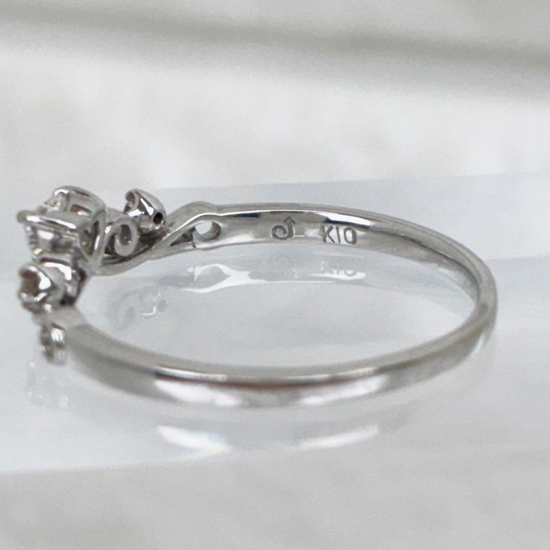 【美品】K10✨ ダイヤモンドリング✨ 0.12ct ホワイトゴールド