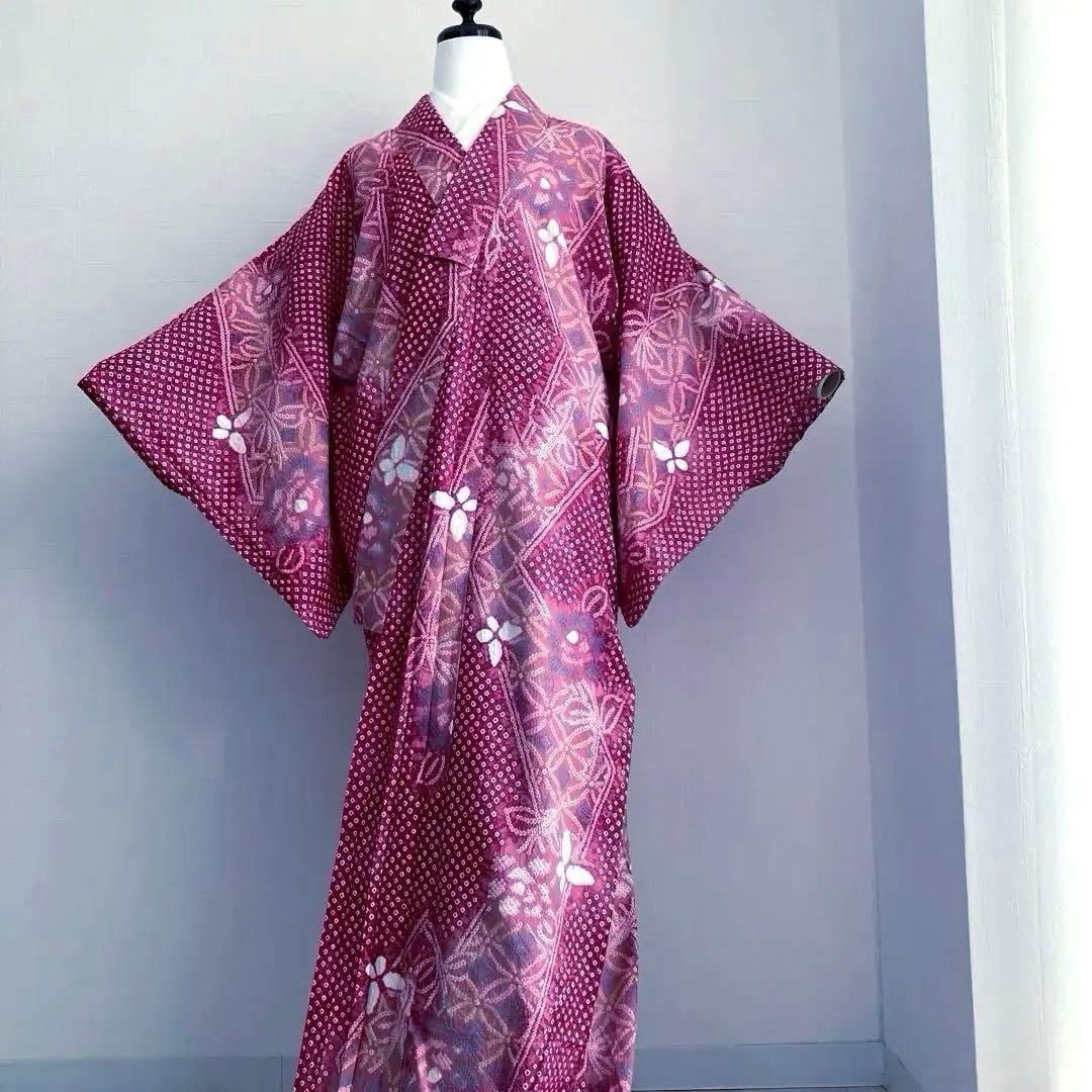 *nuko* 有松絞り浴衣・有松鳴海絞り浴衣　手縫い　蝶々　No.8-80