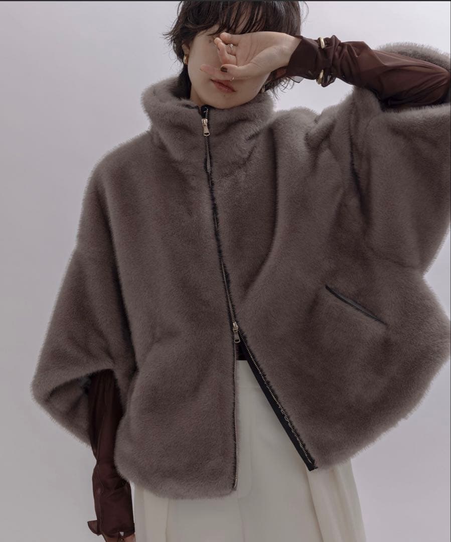 新品Eimee Law ミンクファー スタンドネックショートコート ミンクファー スタンドネックショートコート Eimee Law│Eimee Law