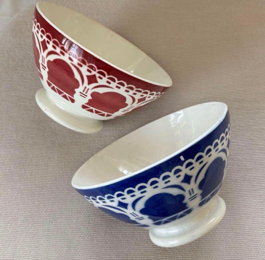 フランス アンティーク ディゴワン カフェオレボウル モロッコ柄 2個
