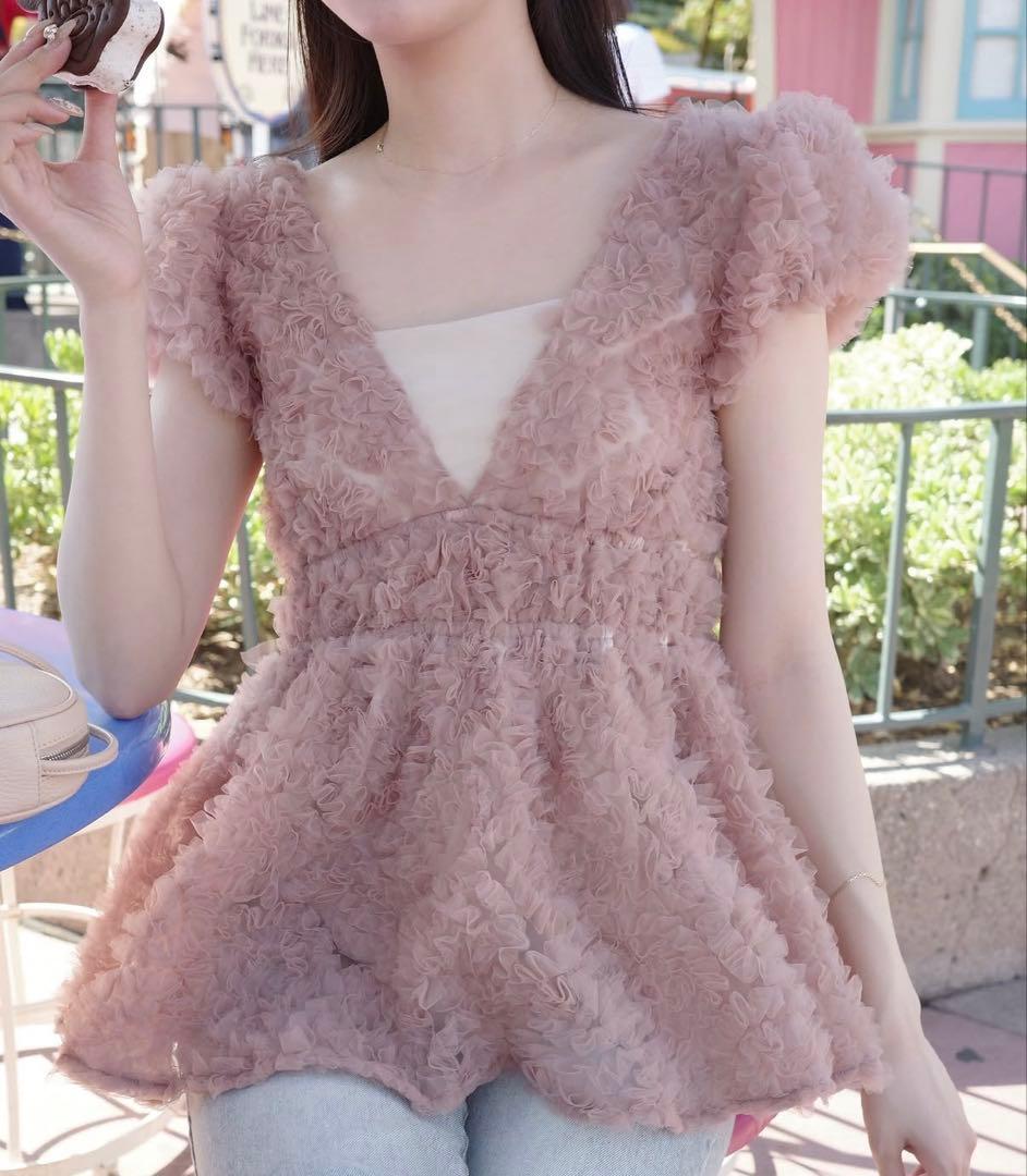 ポローラ polaura フラワーぺプラムバックリボンチュニック pink