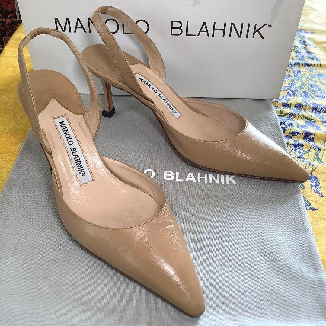 マノロブラニク 定番 キャロリン スリングバック ヌーディーカラー 22.5cm