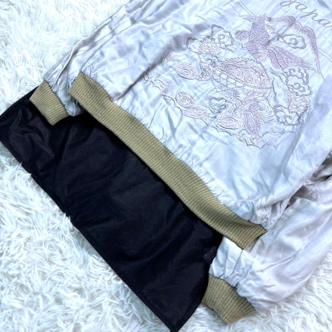 テーラー東洋 スカジャン リバーシブル 舞妓 龍 鷹 サイズL 黒/金 白