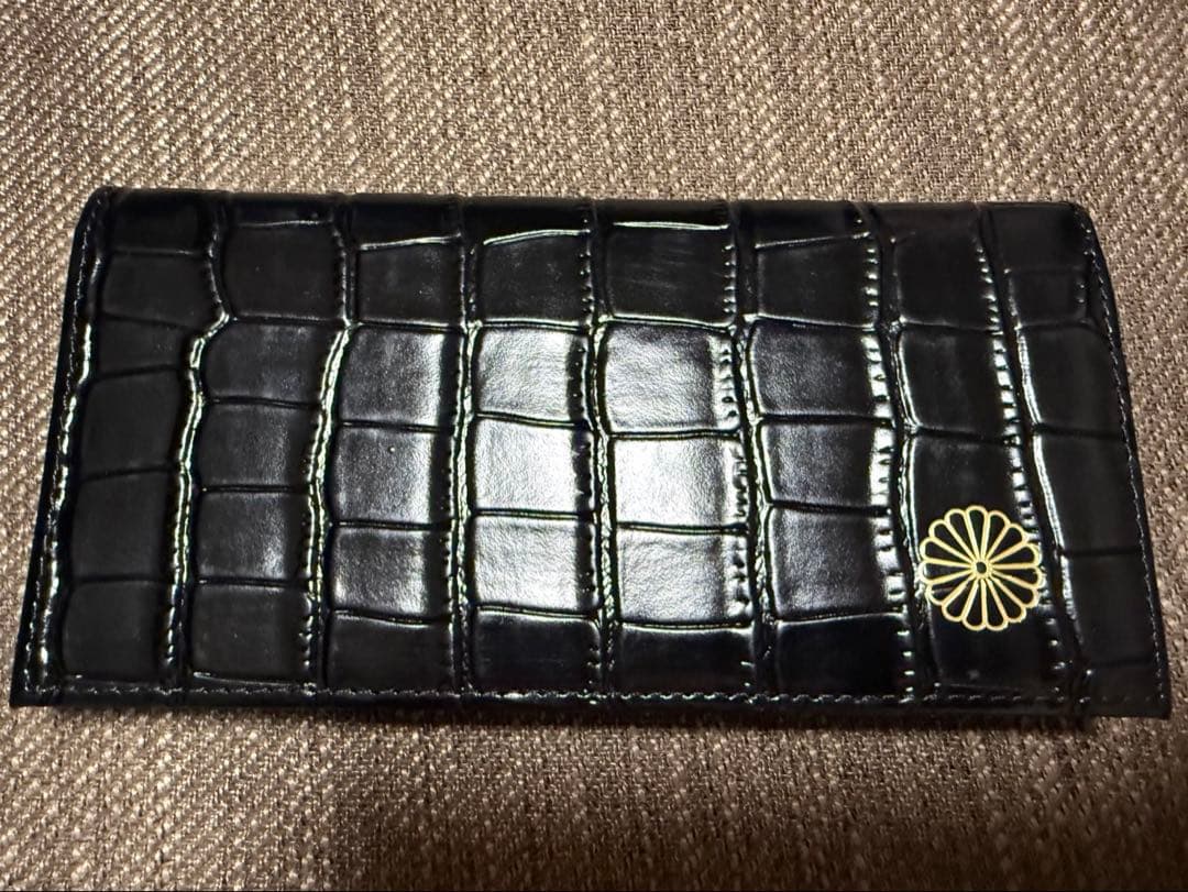 皇居 長財布 クロコダイル 型押し ブラック 新品未使用 - 小物人気