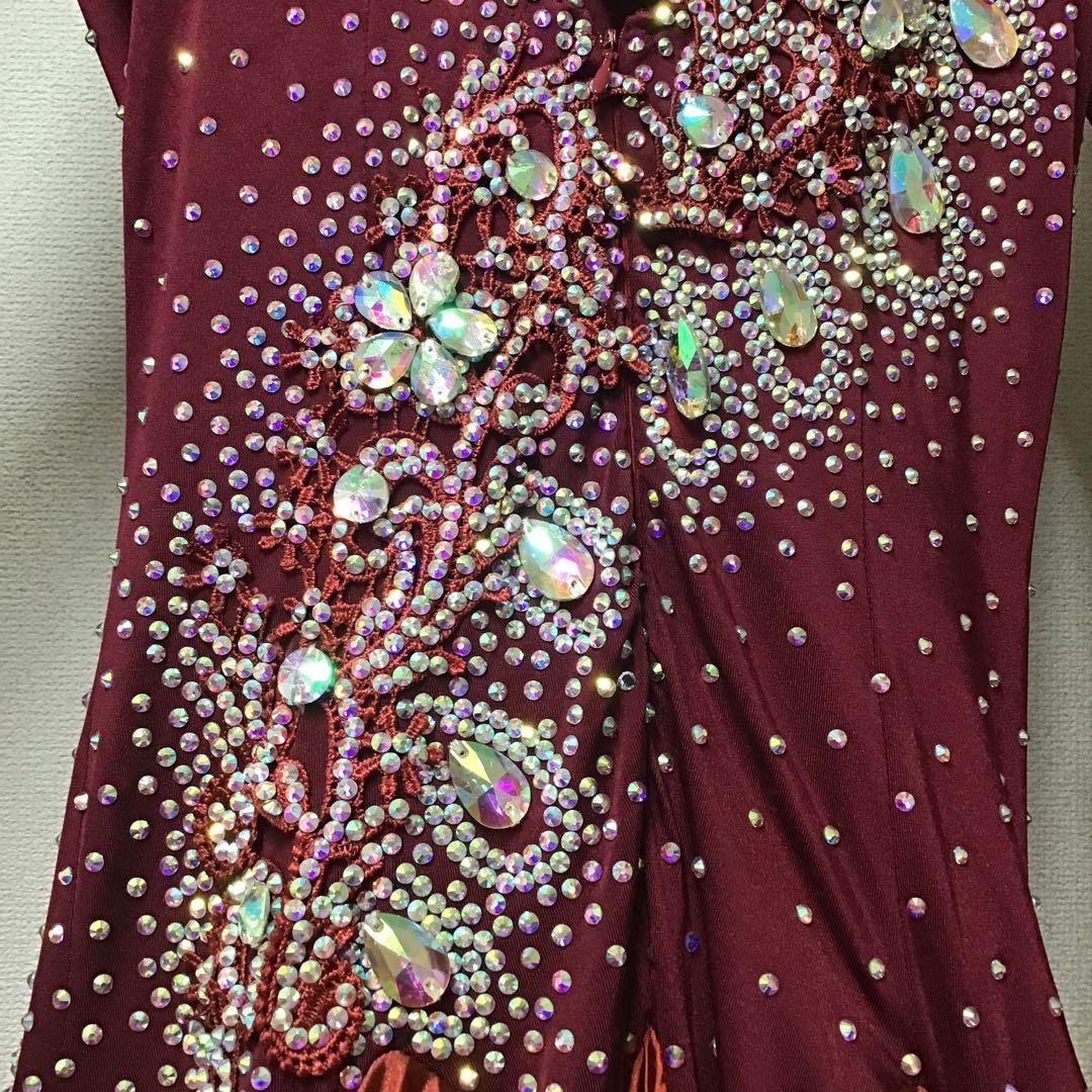 社交ダンス ドレス VeRtigo ドレス えんじ色 グラデーションスカート