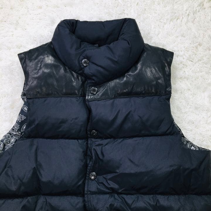 ノースフェイス パープルレーベル ダウンベスト ペイズリー柄 黒