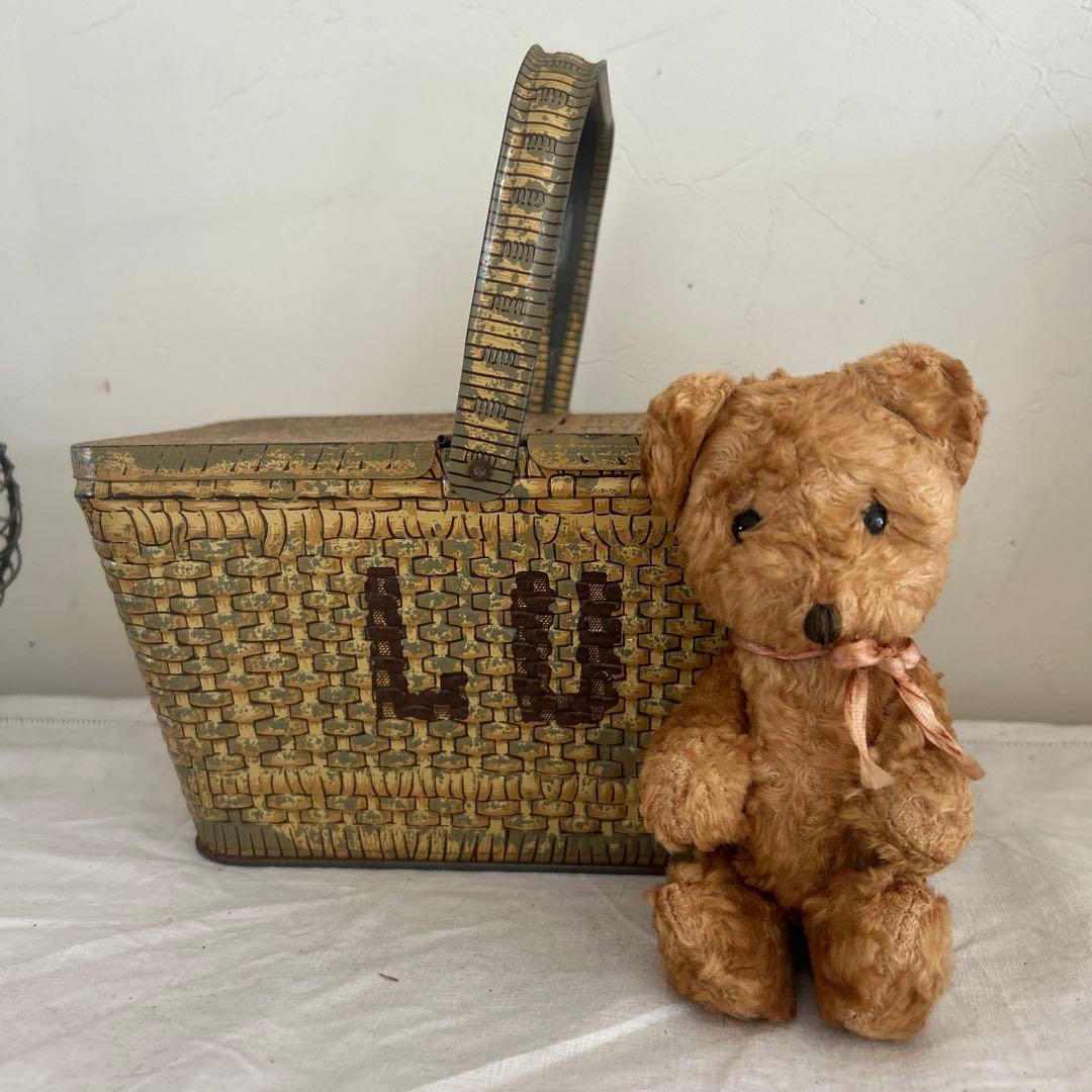 LU ビスケット缶　パニエ　小さなアンティークベアのセット LUパニエ缶 | リボンときどきネコ