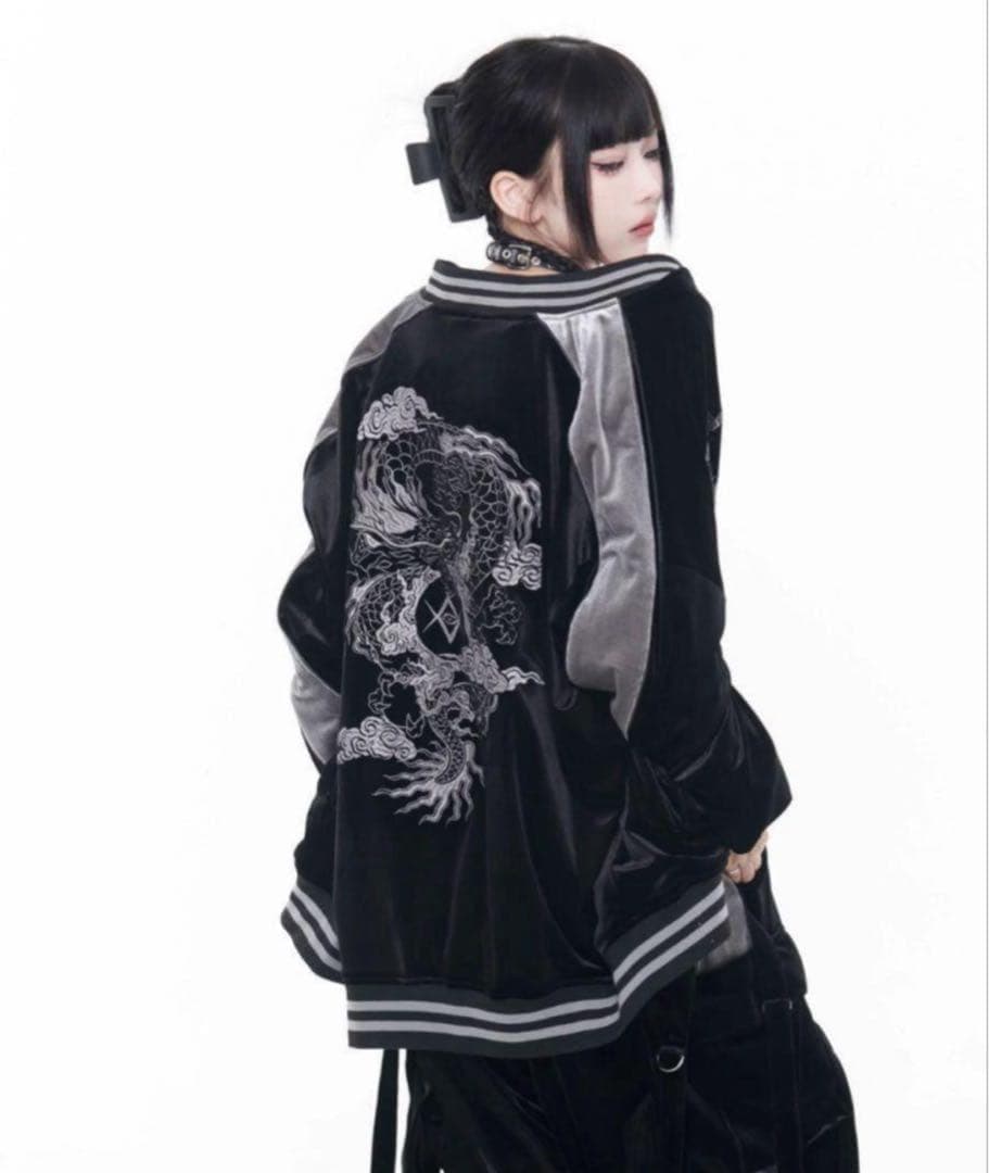 【廃盤レア】REFLEMレフレム　ドラゴン刺繍ベロアスカジャンBlack REFLEM/レフレム」ドラゴン刺繍ベロアスカジャン - メルカリ