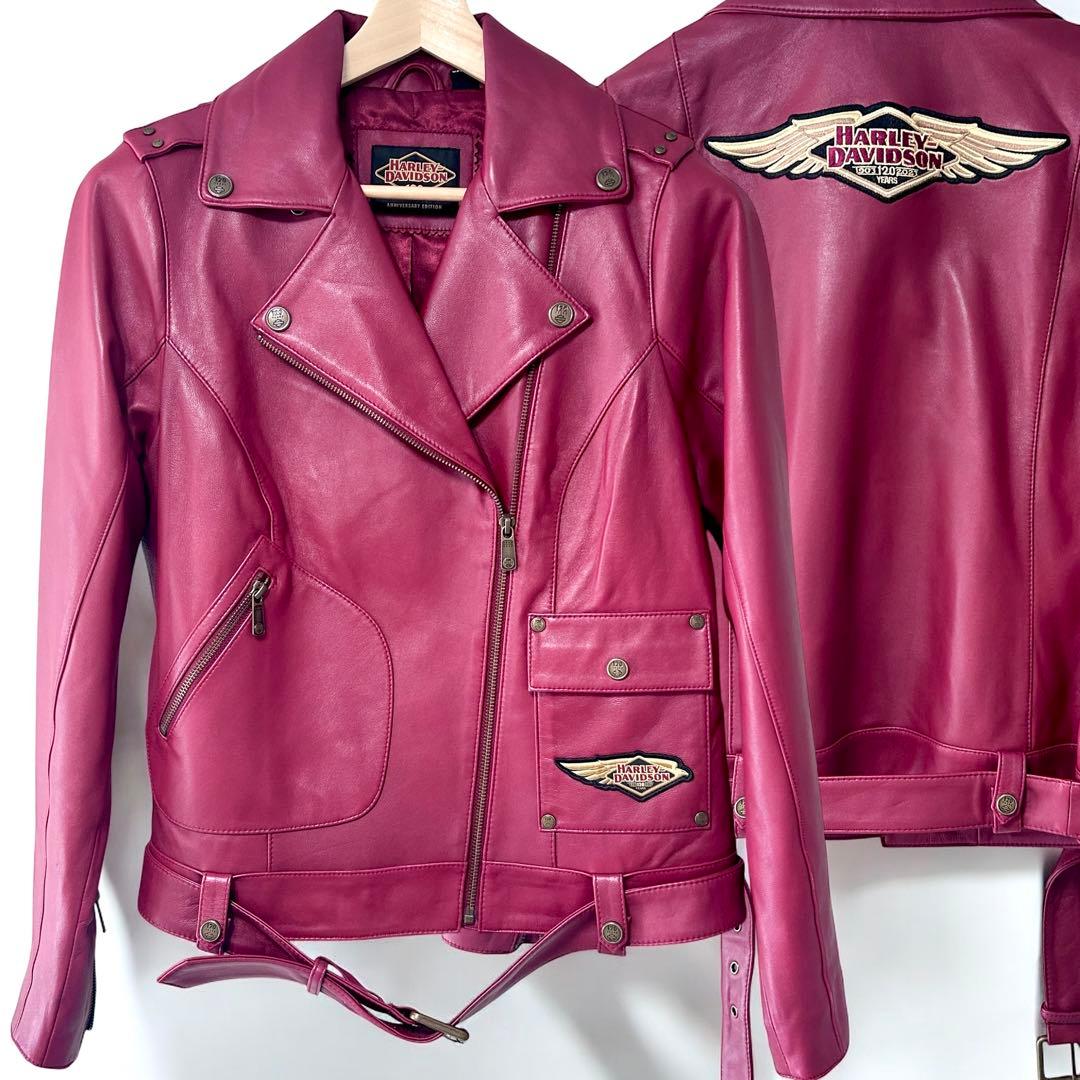 【状態S】 120周年記念 ハーレーダビットソン ダブル レザージャケット M Harley Davidson（ハーレー・ダビッドソン） HARLEY DAVIDSON 120周年
