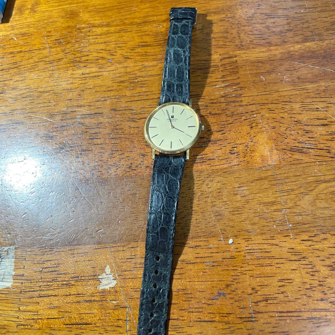 UNIVERSAL GENEVE 手巻き腕時計 ゴールド/ブラック - メルカリ