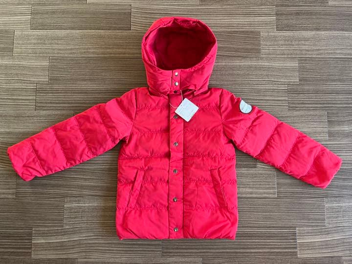 ノイユエームべべ タフタダウンコート　赤　130㎝ ノイユ エーム ベベ Noeil aime BeBe タフタフリルダウンコート(90