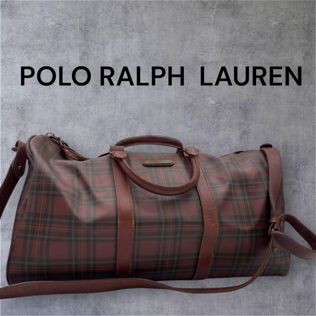 ラルフローレン ボストンバッグ レザー ブラウン チェック | 激安通販