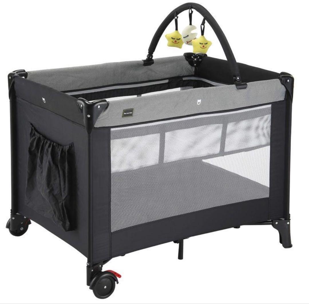 カトージ　ベビーベッド おむつ替えテーブル付き ポータブルベビーベッド おむつ替えテーブル付（グレー）」について