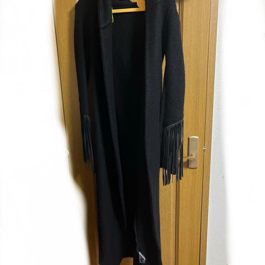 黒 フリンジ付き ロングコート セール】 中綿入りロングコート （その他アウター）｜HIROKO BIS