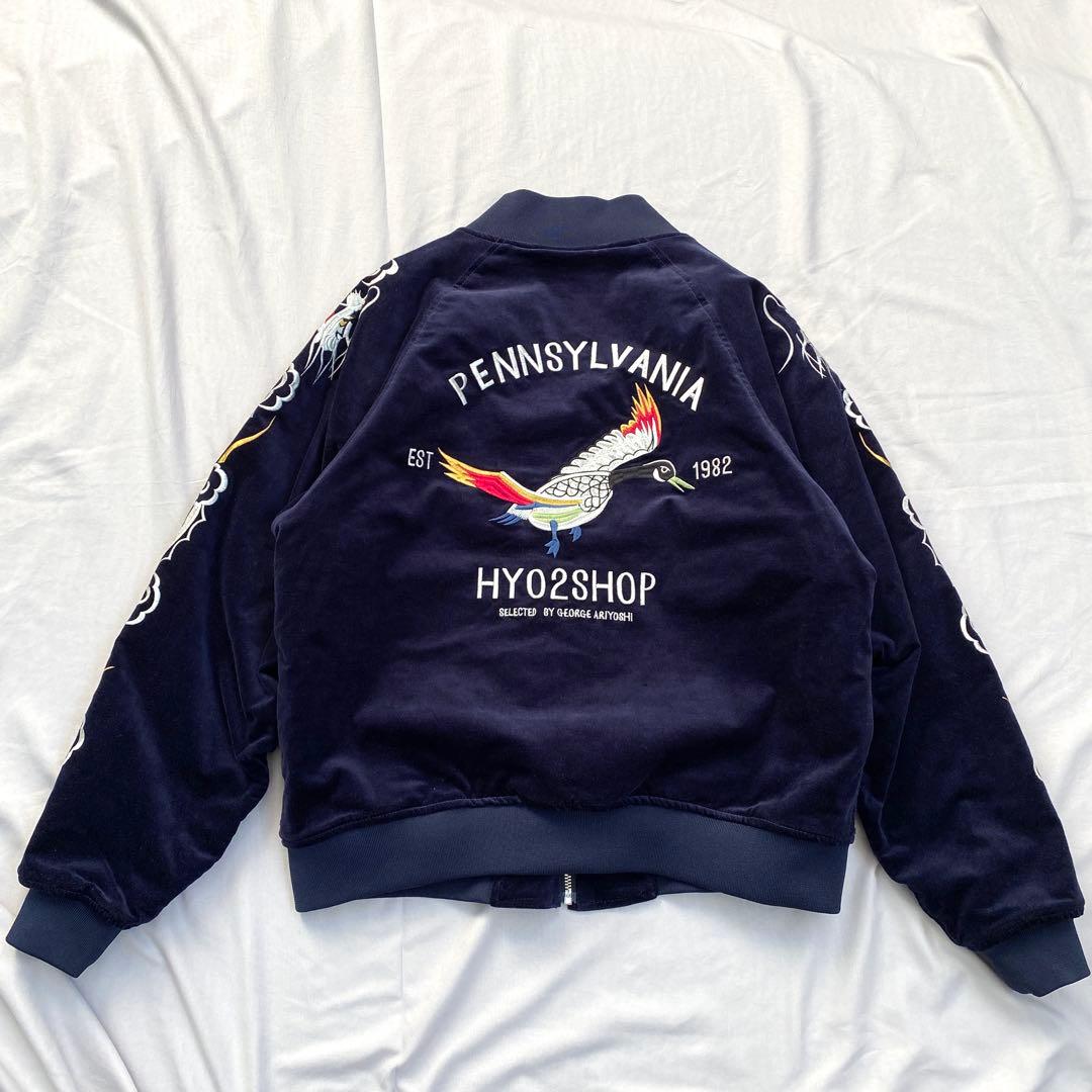 hyo-hyo スーベニアジャケット スカジャン ベルベット ネイビー 刺繍