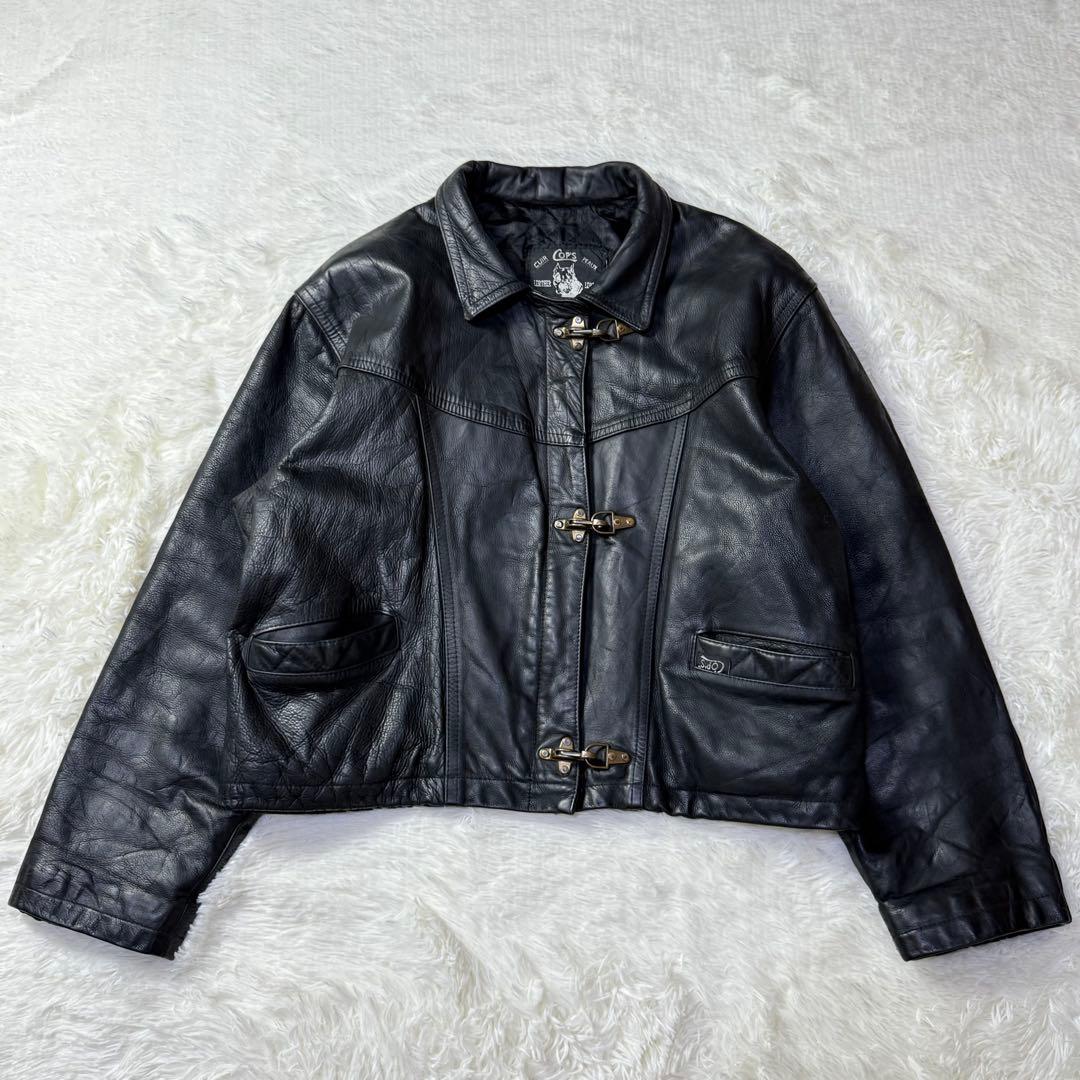 美品 ユーロ】レザー ファイヤーマンジャケット バックル 短丈 80s 90s