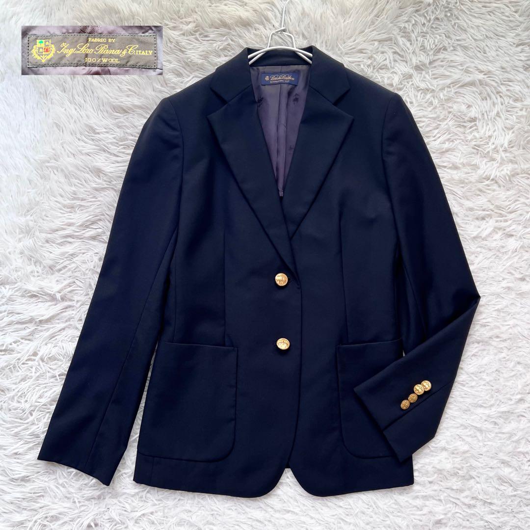 ブルックスブラザーズ ロロピアーナ 紺ブレ テーラドジャケット 金ボタン L
