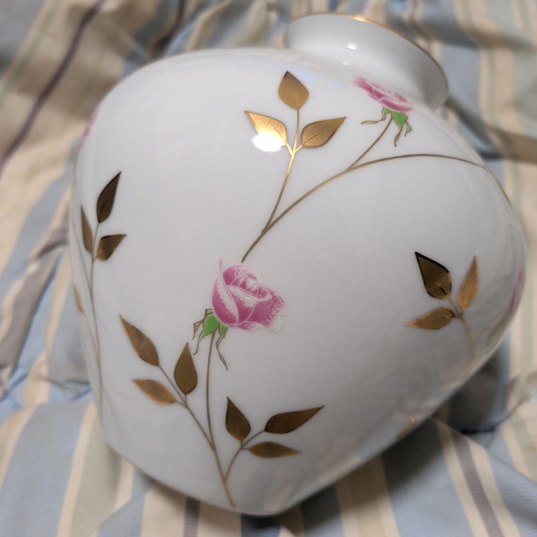 香蘭社 有田焼 花瓶 フラワーベース 薔薇 薔薇 花柄 花瓶 花器 壺 金彩