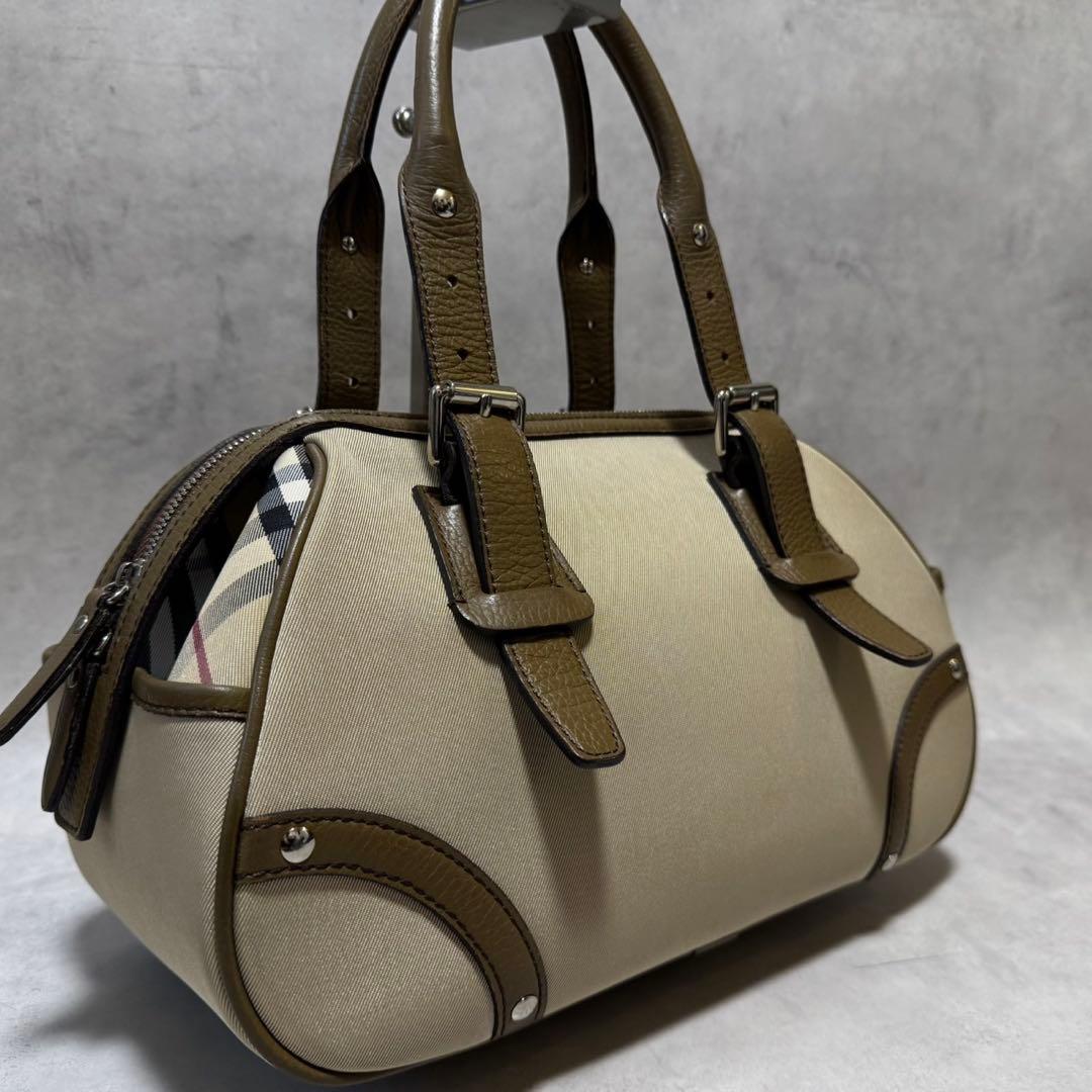 ★良品★Burberry バーバリー ミニボストン ノバチェック　ハンドバッグ BURBERRY バーバリー ミニボストン ハンドバッグ ノバチェック ロゴ