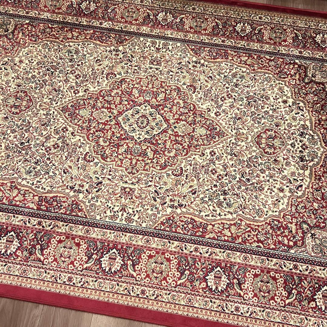 LOWYA ロウヤ　ペルシャ風ラグ　ウィルトン織　アイボリー/レッド LOWYA ロウヤ ペルシャ風ラグ ウィルトン織 アイボリー/レッド LOWYA