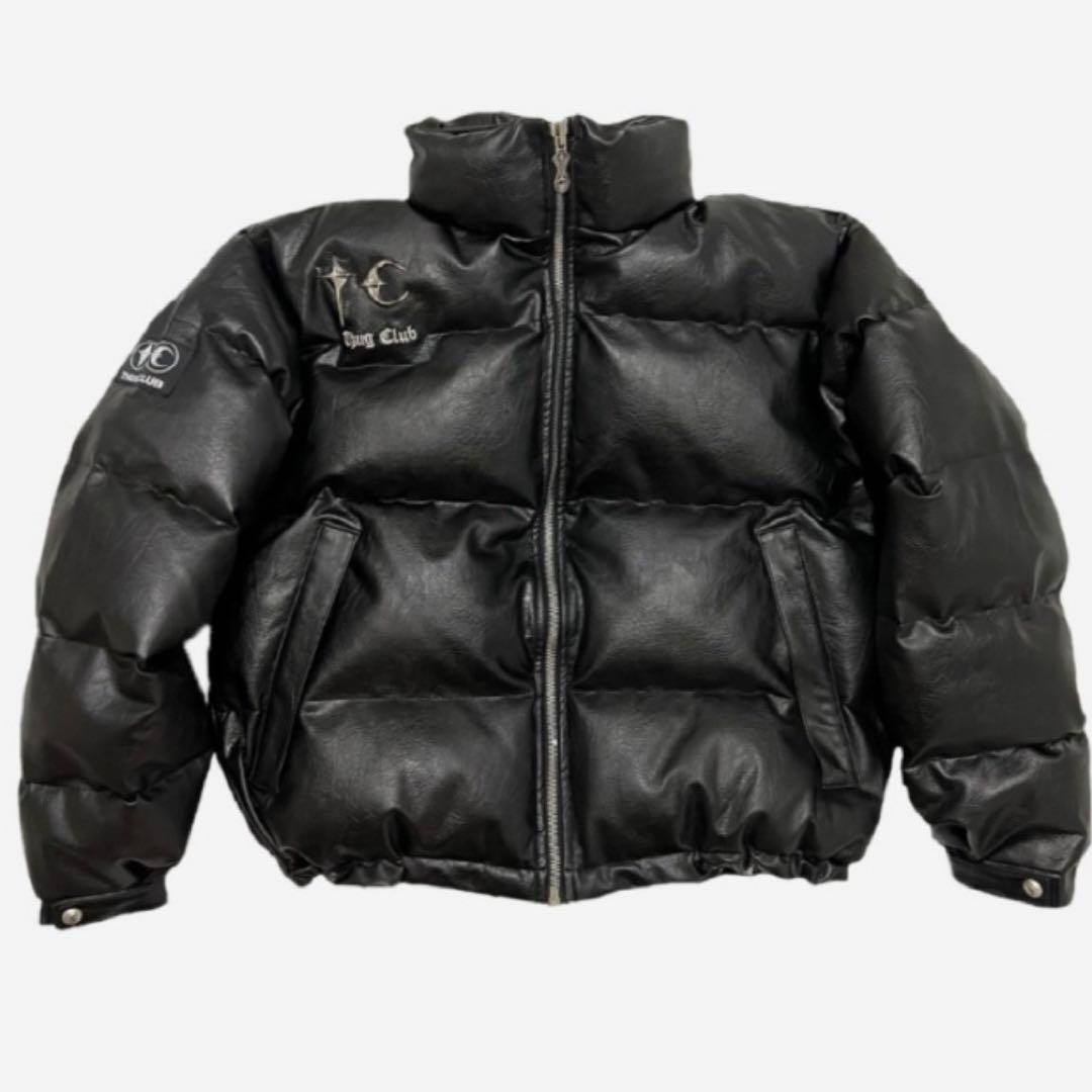 即日発送　THUG CLUB ダウンジャケット サグクラブ　Mサイズ Thug Club】Leather Puffer Jacket ダウンジャケット (Thug Club