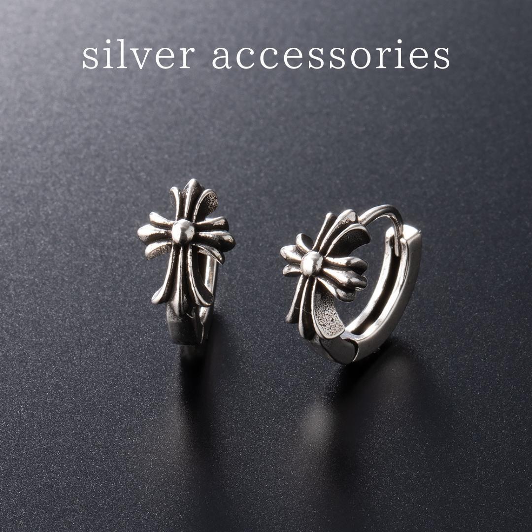 シルバー925 ピアス クロス フープ 両耳 十字架 シンプル 103 - メルカリ