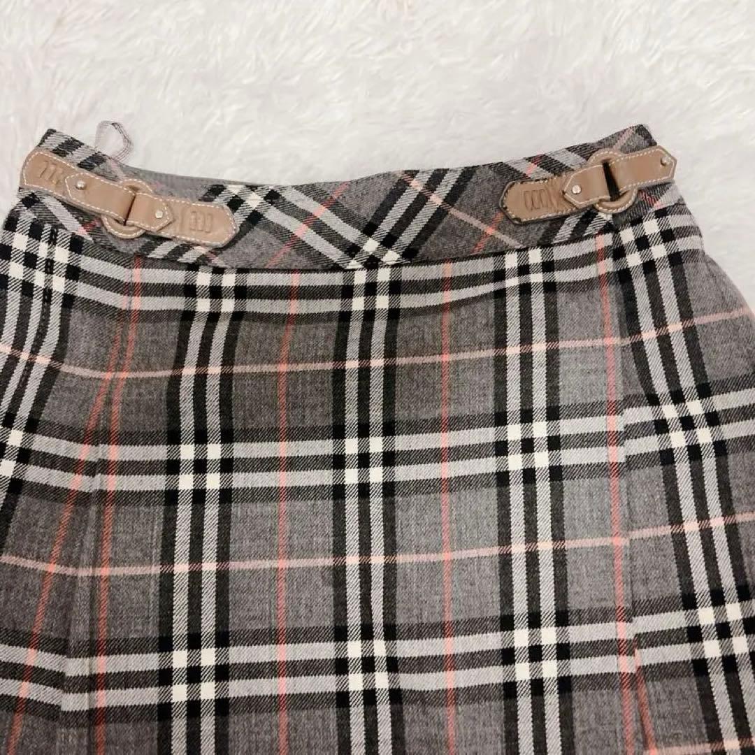 BURBERRY BLUE LABELグレー系チェック プリーツスカート - メルカリ