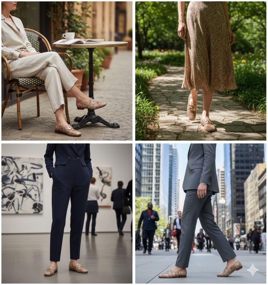 未使用フェラガモ ガンチーニローファー ヘビ柄5C 22〜22.5cm