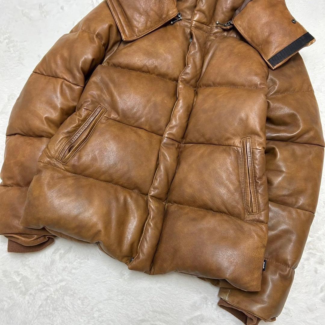 glamb グラム ラムレザー ダウンジャケット 茶 HERO キムタク - メルカリ