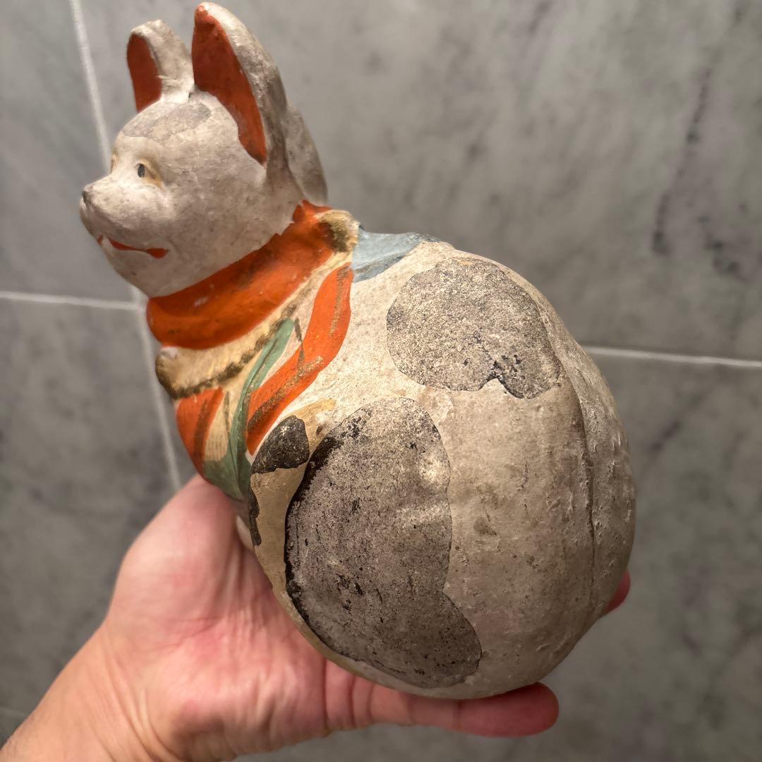 アンティーク 京都伏見人形 郷土玩具 手描きの瞳や前掛け前掛けが