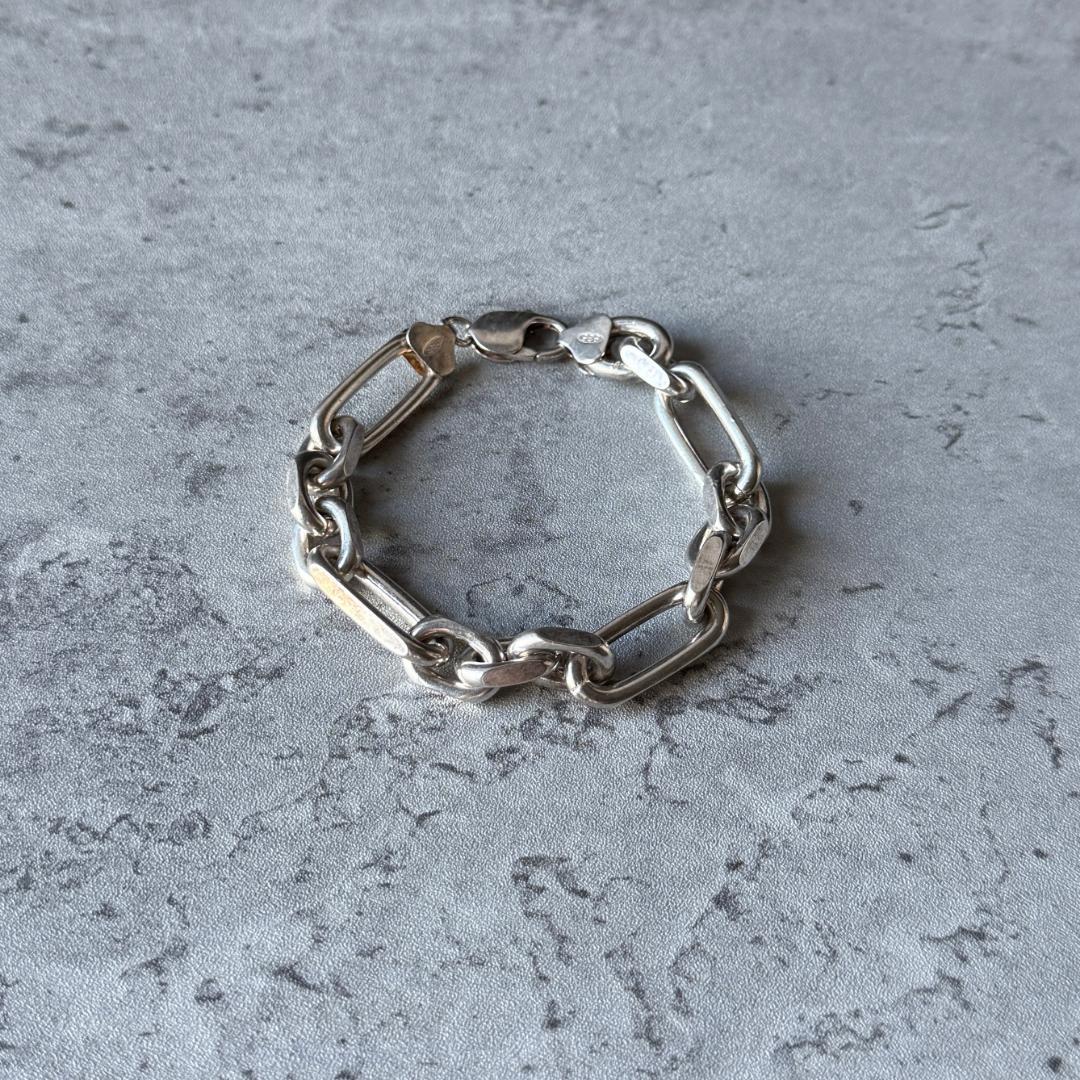 専用 イタリア製 ヴィンテージ ヘビーチェーンブレスレット シルバー925 ブレスレット シルバー925 ビザンチンチェーンデザイン 4mm 21.5cm