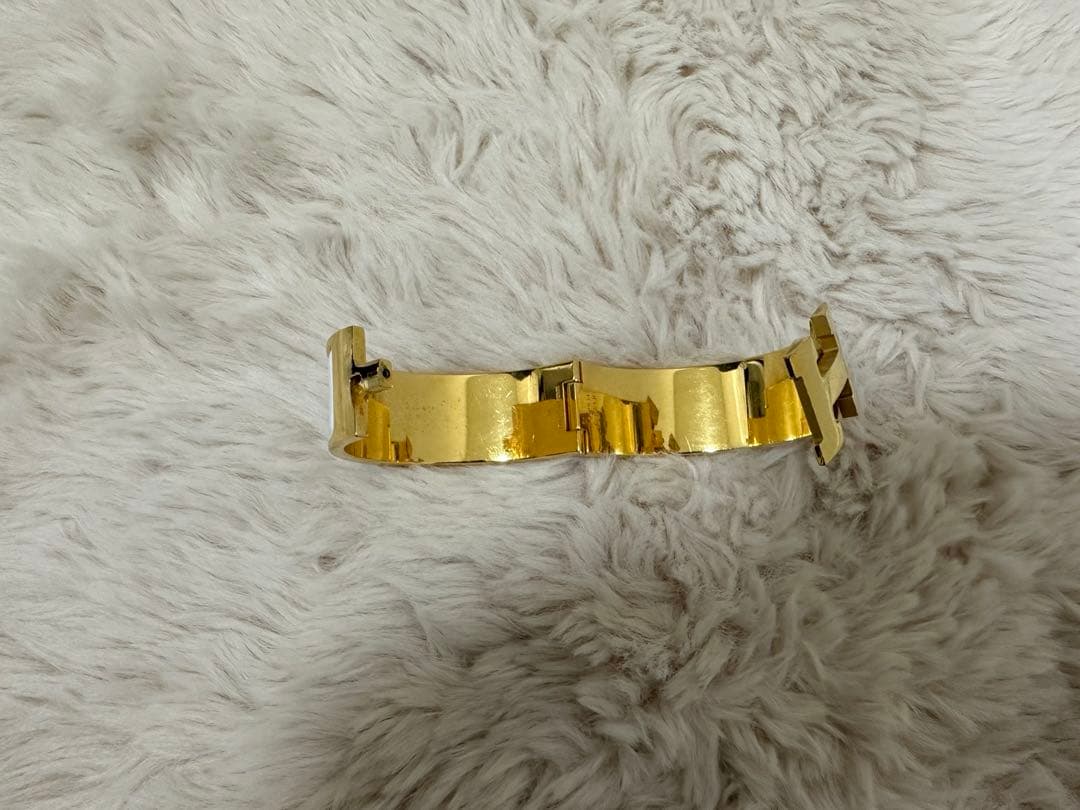 HERMES ゴールド バングル H型デザインHERMES ゴールド バングル H型