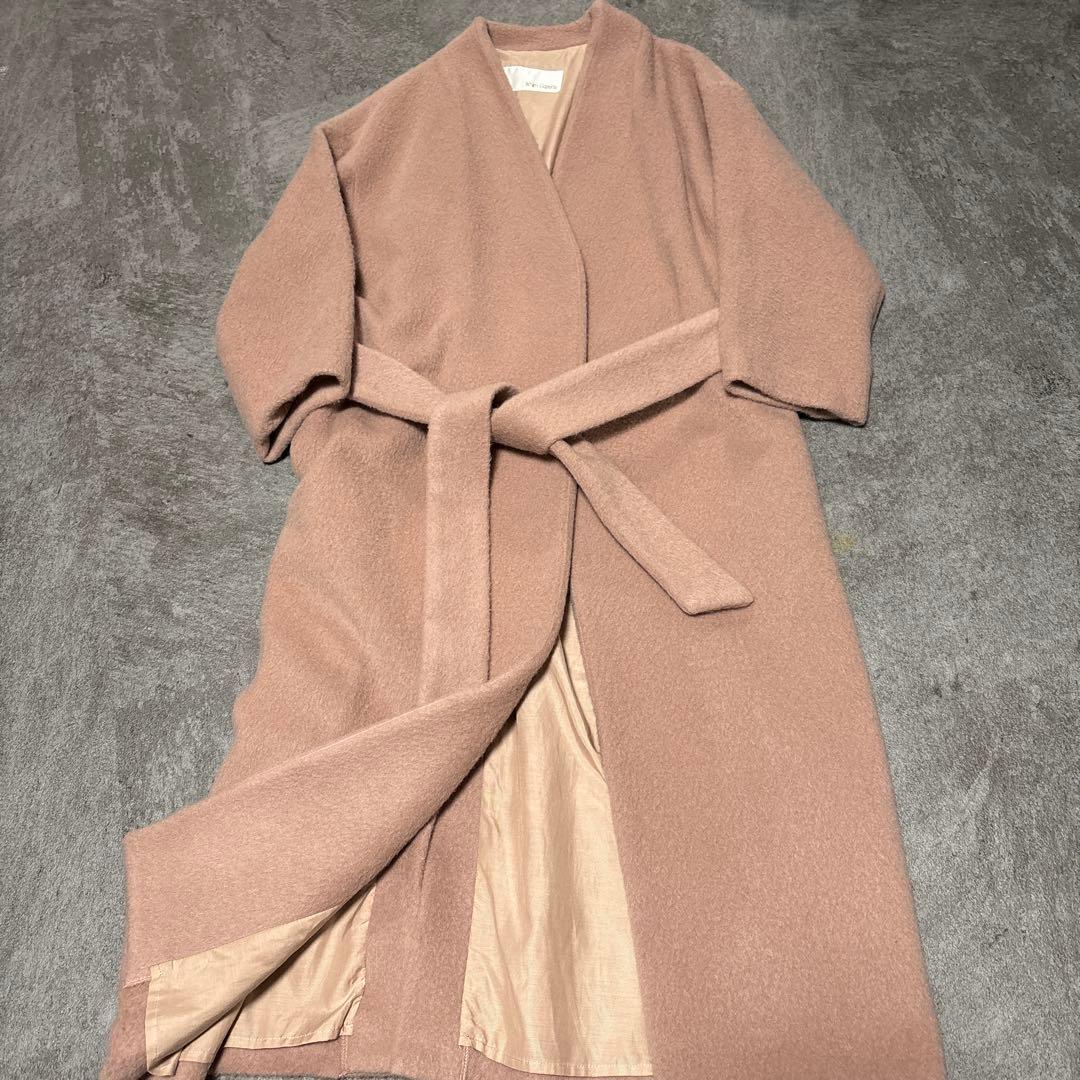 美品】モヘアロングガウンコート、Whim Gazette大草直子コラボ腰ベルト