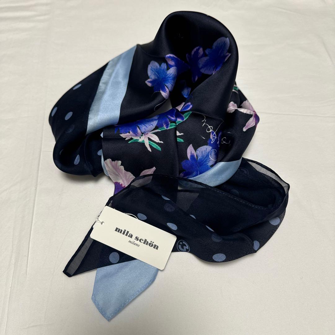 ミラショーンシルク100%ツイル＆シフォンスヌードスカフ(期間限定1/12