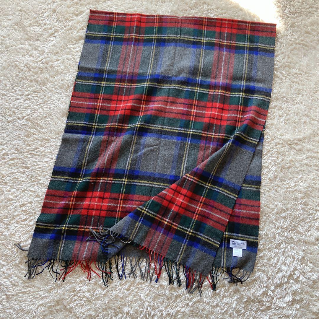 美品 ジョンストンズ カシミヤ大判ストール グレースチュワート