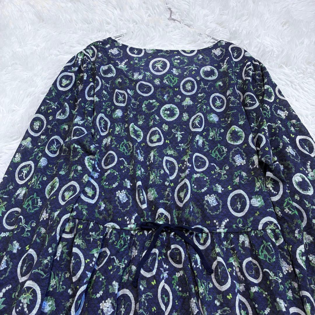 希少 4L 大きいサイズ FL5✨フランシュリッペ 花柄猫柄ワンピース