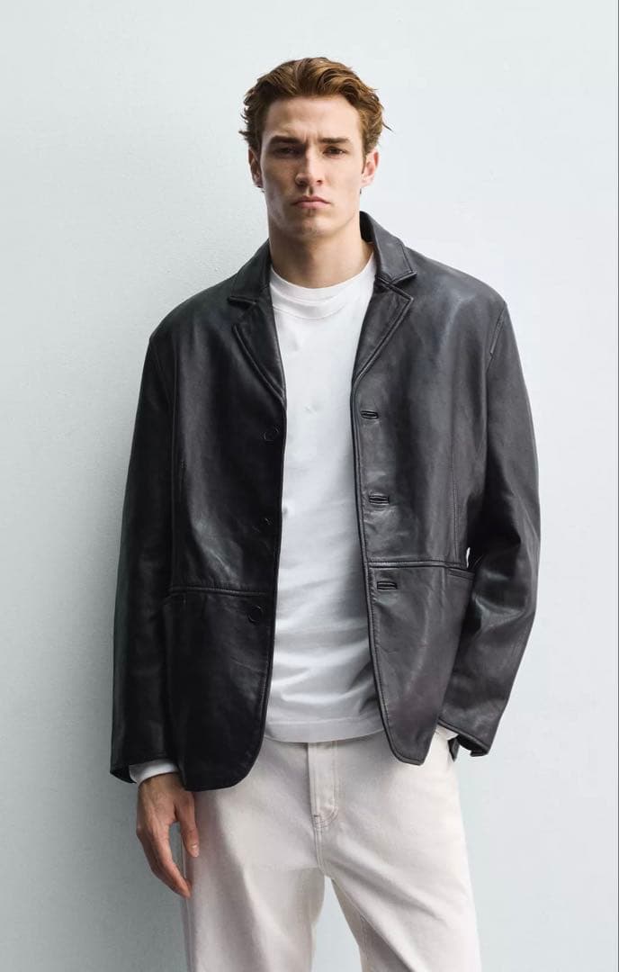 アルクア様今期完売ZARAレザーリラックスフィットブレザージャケット羊革製ザラM リラックスフィット ウールブレンドブレザー - ブラック | ZARA Japan
